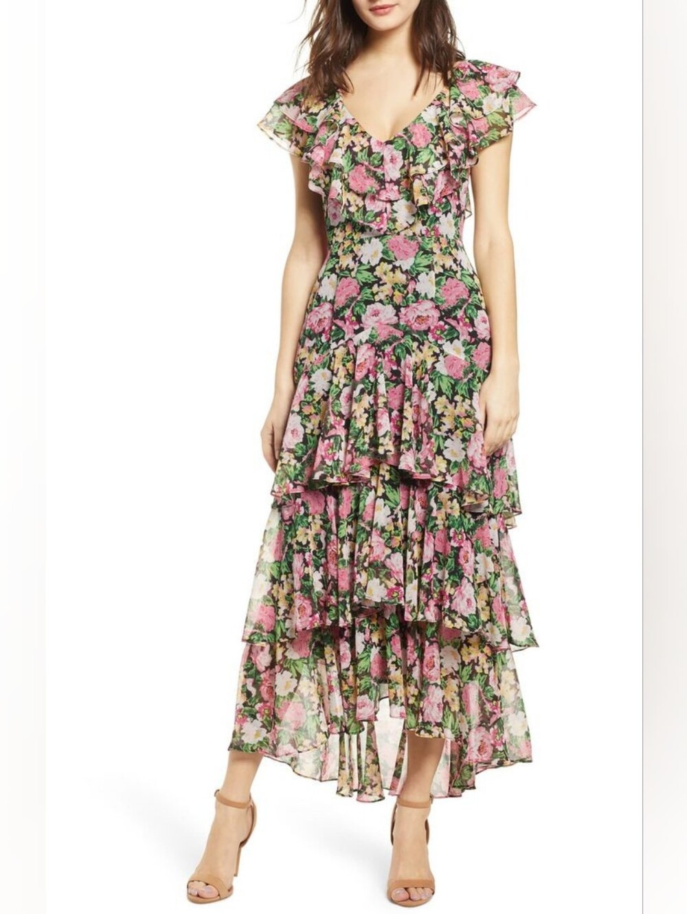 WAYF Chelsea Tiered Ruffle Maxi Dress Sz Small ***Runs Small